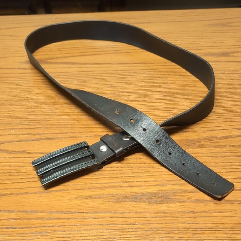 Adidas Black Leather Belt With Buckle